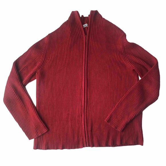 Old Navy Red Ribbed Zip Up Sweater XXL - Picture 1 of 8